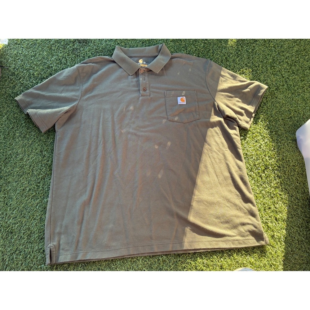 Carhartt Polo Shirt Original Fit Workwear Pocket Front Olive Green‎ 2XL